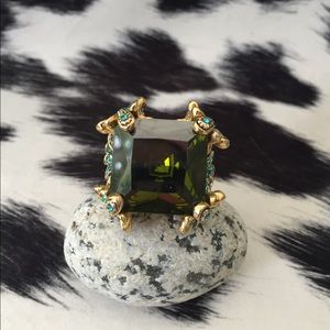 Brilliant green and blue statement ring